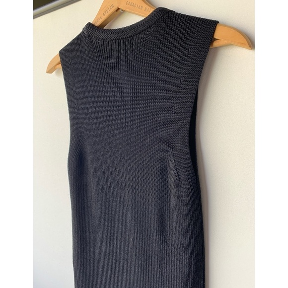 Halston | long black knit tank top. - Picture 6 of 10